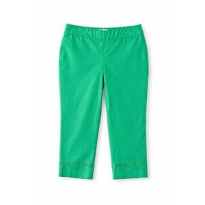 Crown & Ivy Women’s 20W Green Pull On Capri Pants Crochet Hem Stretch Plus